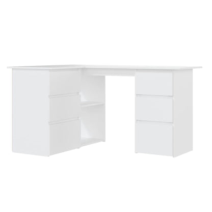 Corner desk 145x100x76 cm processed wood white