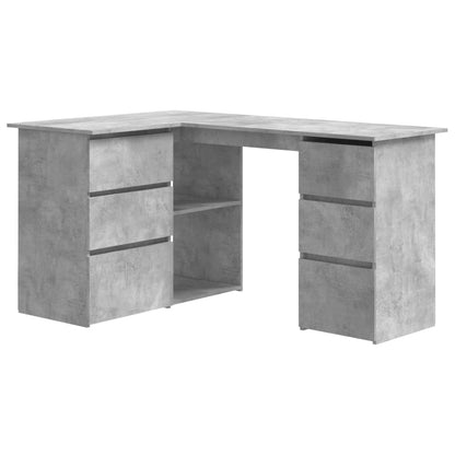 Corner desk 145x100x76 cm processed wood concrete gray