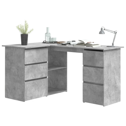 Corner desk 145x100x76 cm processed wood concrete gray