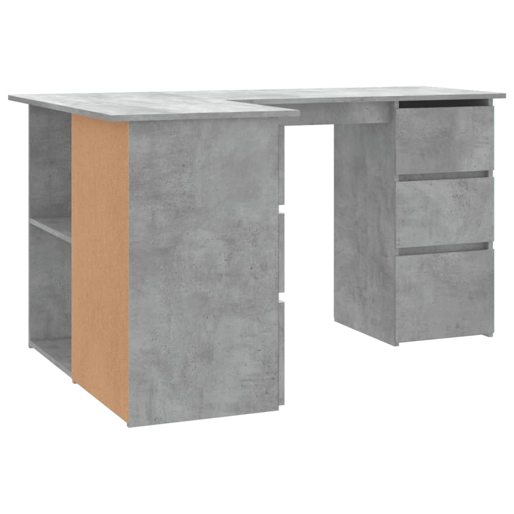Corner desk 145x100x76 cm processed wood concrete gray