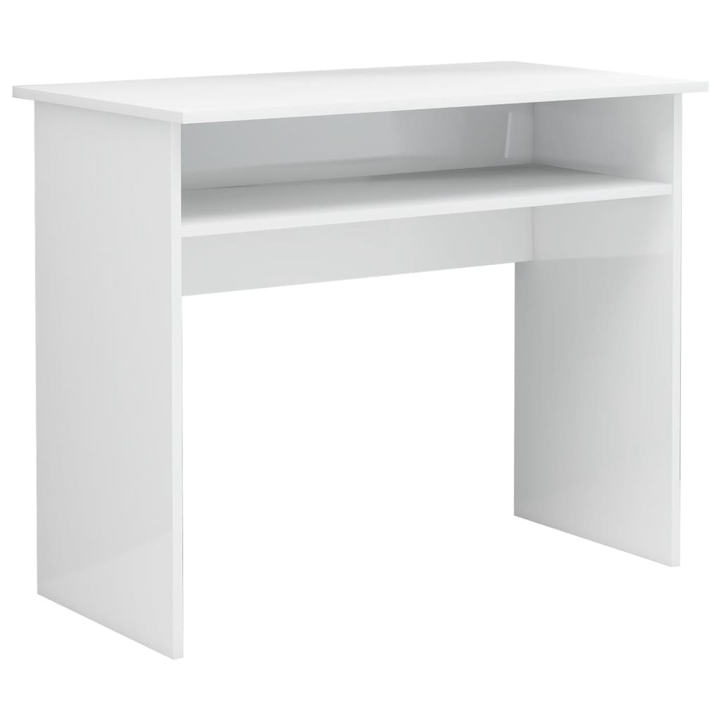 Bureau 90x50x74 cm bewerkt hout hoogglans wit