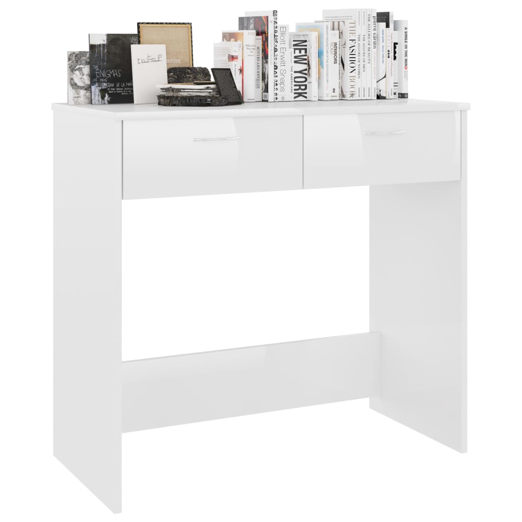 Desk 80x40x75 cm processed wood high-gloss white