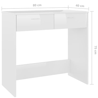 Desk 80x40x75 cm processed wood high-gloss white