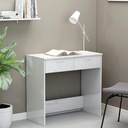 Desk 80x40x75 cm processed wood high-gloss white