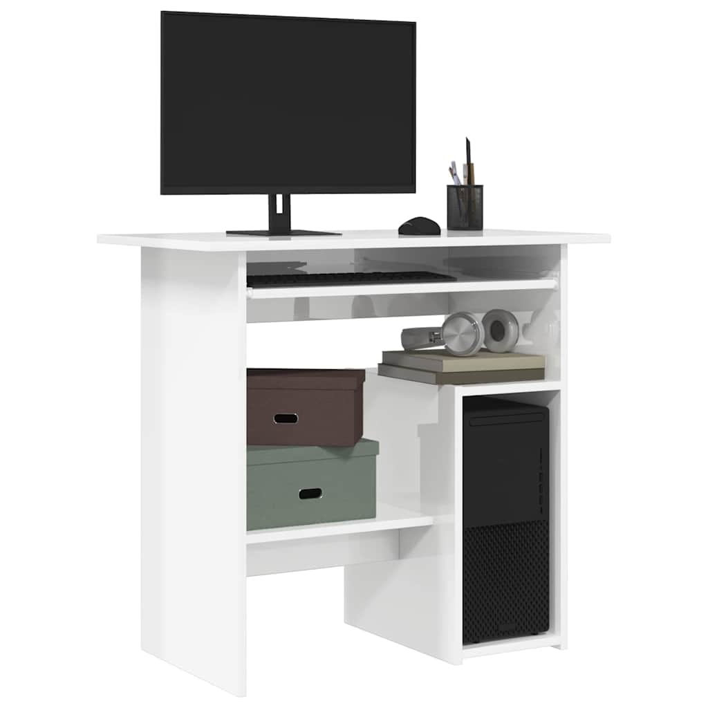 Bureau 80x45x74 cm bewerkt hout hoogglans wit