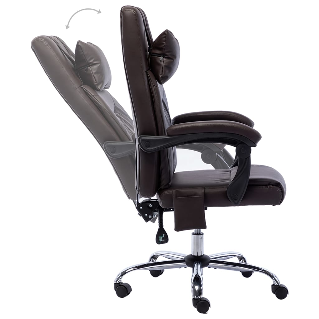 Massage office chair imitation leather brown