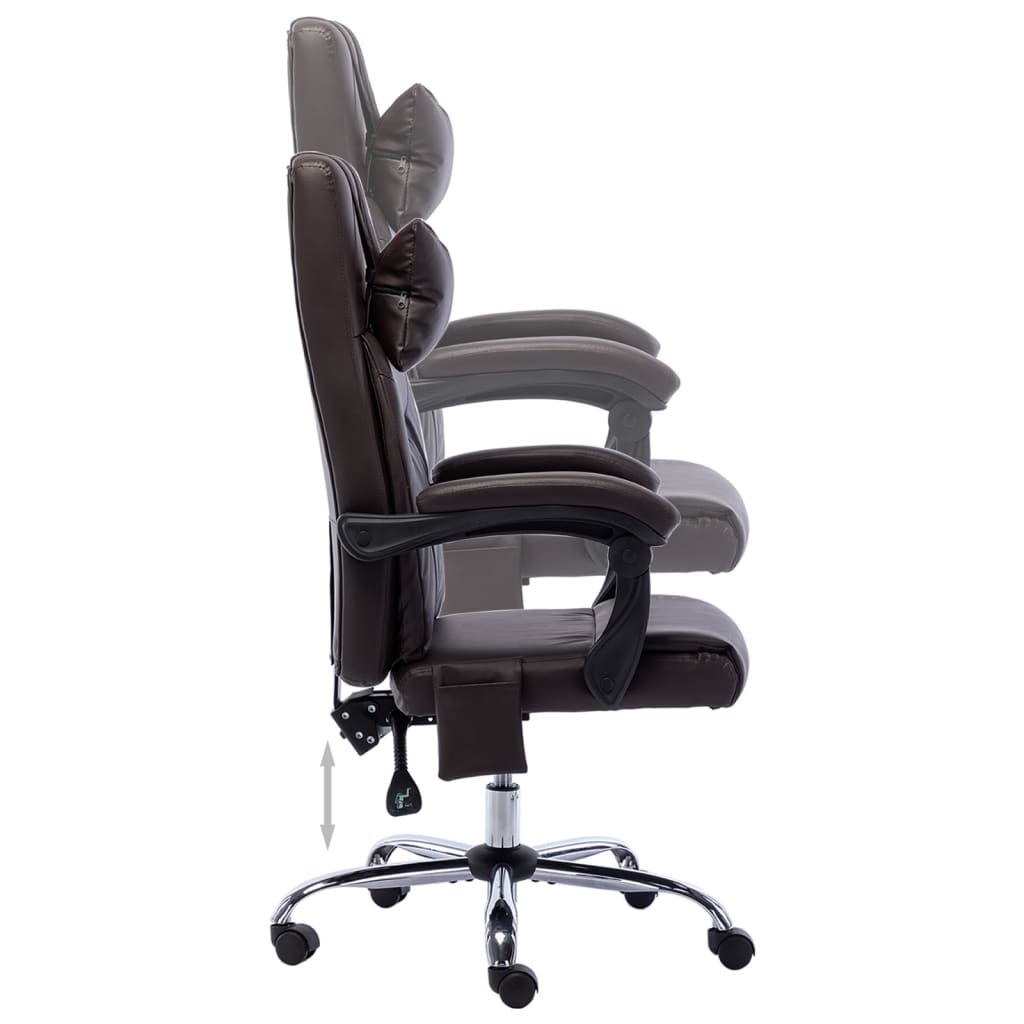 Massage office chair imitation leather brown