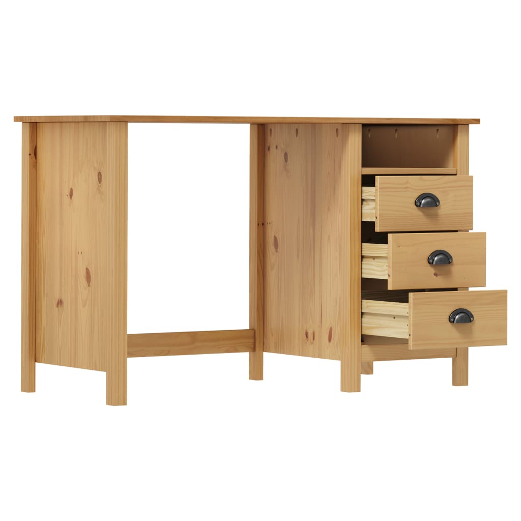 Hill desk 3 drawers 120x50x74 cm solid pine wood