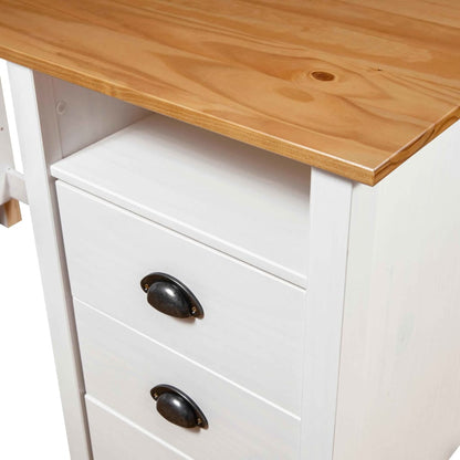 Hill desk 3 drawers 120x50x74 cm solid pine wood