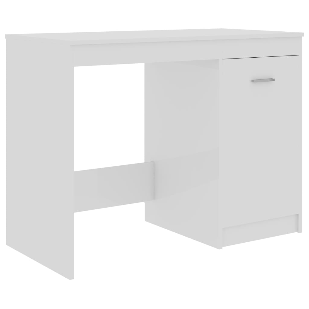 Desk 100x50x76 cm processed wood high-gloss white