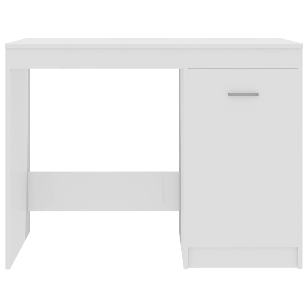 Desk 100x50x76 cm processed wood high-gloss white