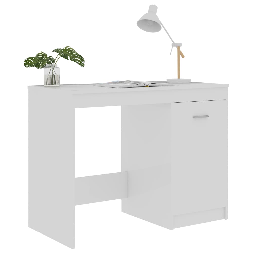 Desk 100x50x76 cm processed wood high-gloss white