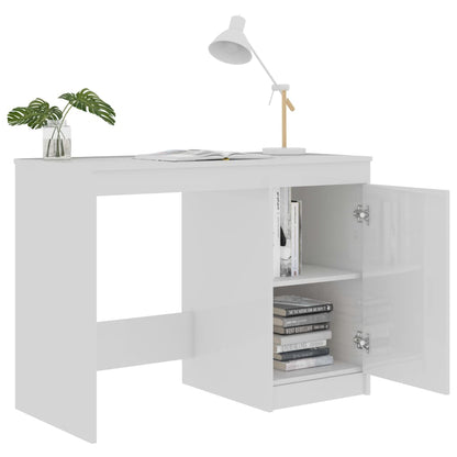 Desk 100x50x76 cm processed wood high-gloss white