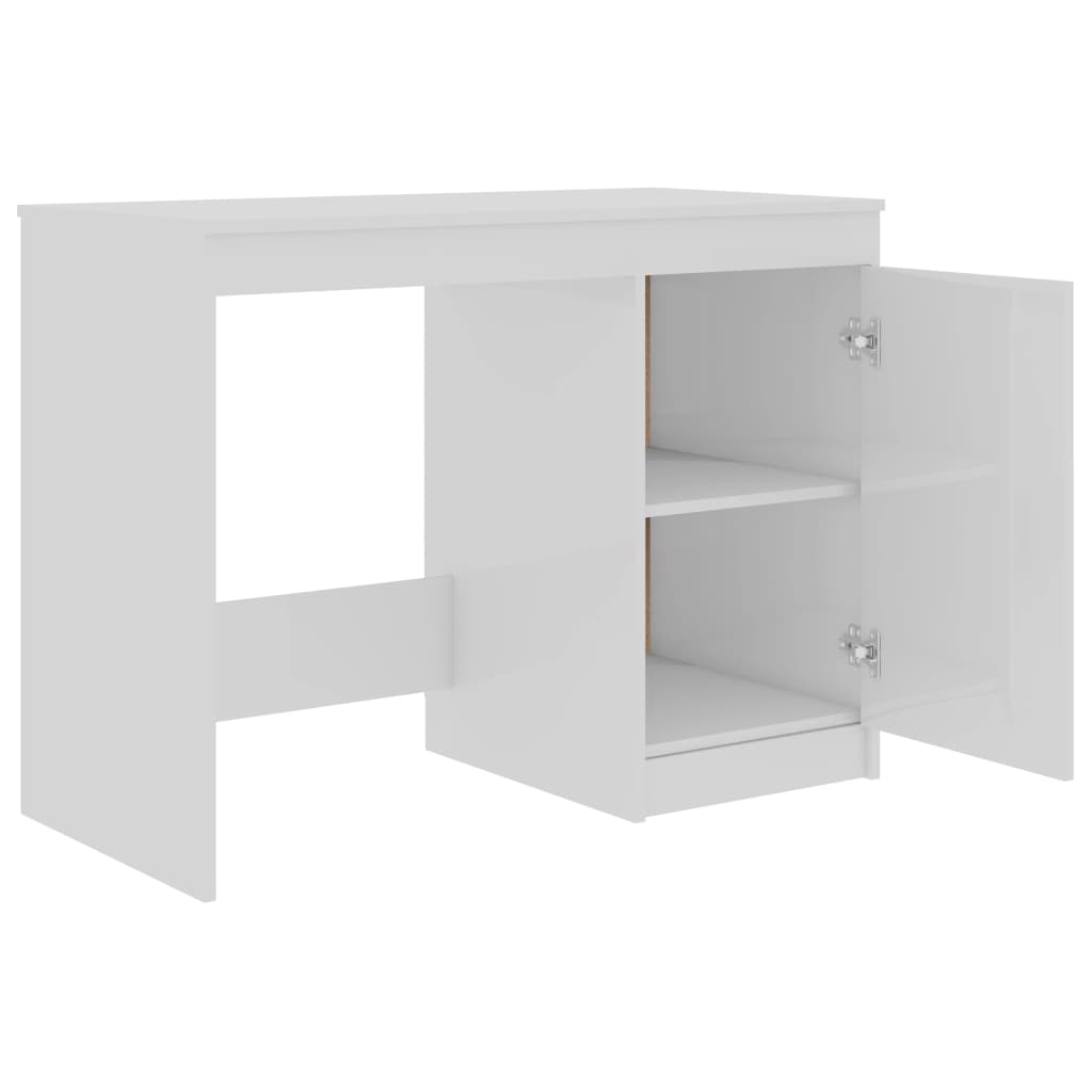 Desk 100x50x76 cm processed wood high-gloss white