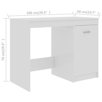 Desk 100x50x76 cm processed wood high-gloss white