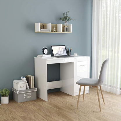 Desk 100x50x76 cm processed wood high-gloss white