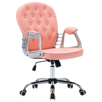 Office chair swivel artificial leather pink