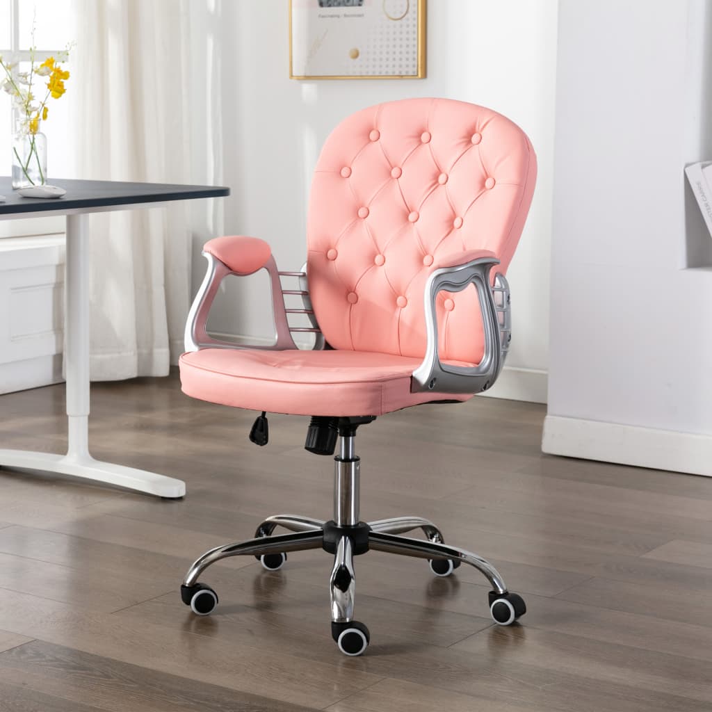 Office chair swivel artificial leather pink