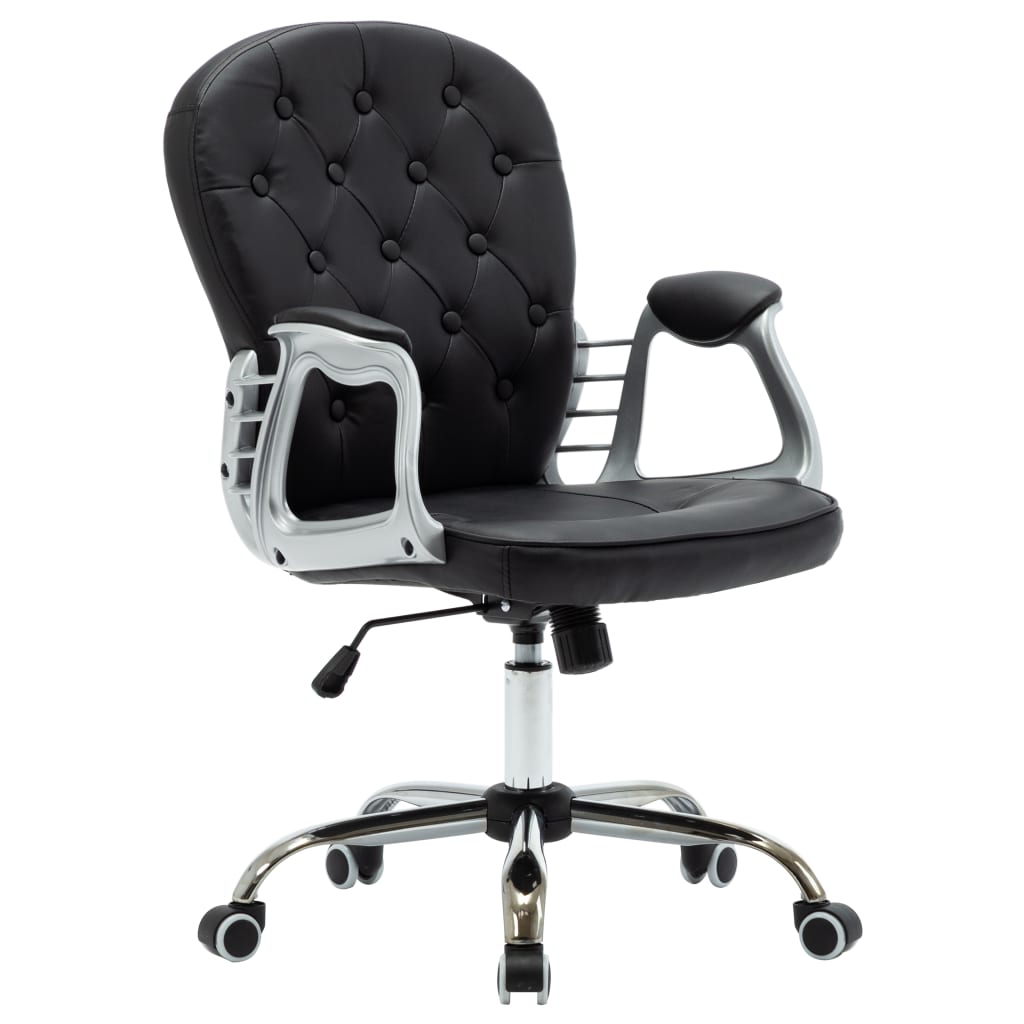 Office chair swivel artificial leather black