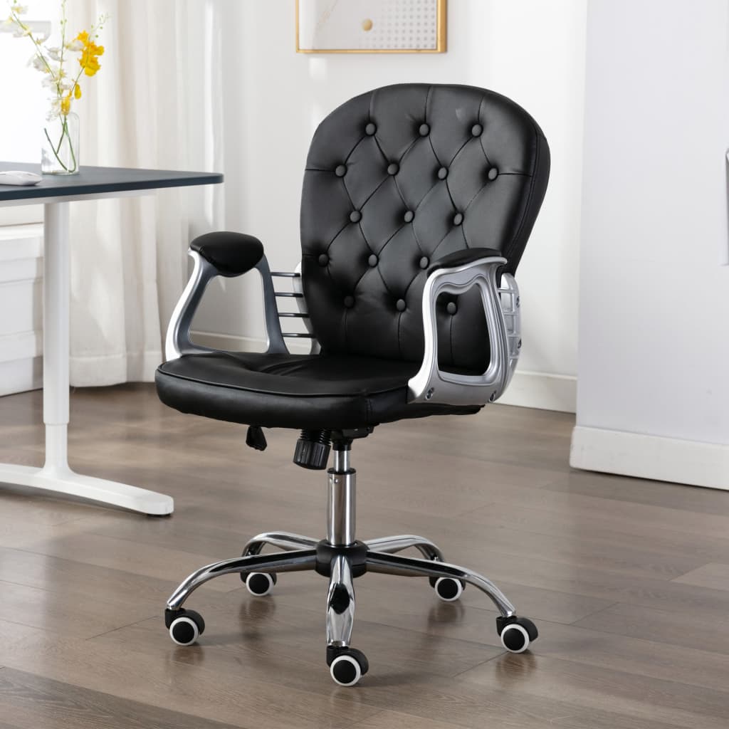 Office chair swivel artificial leather black