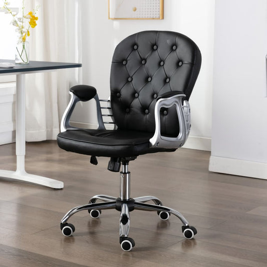 Office chair swivel artificial leather black