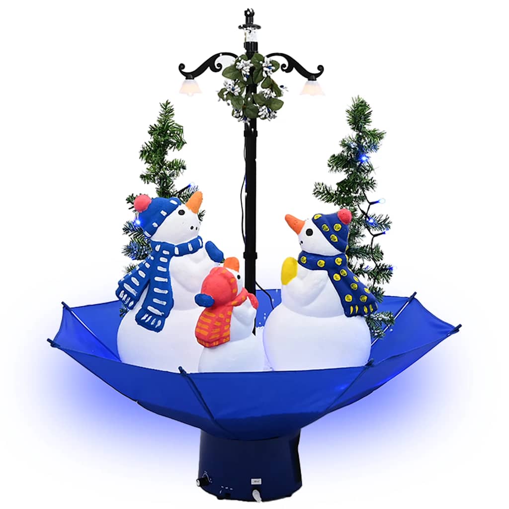 Kerstboom sneeuwend met paraplubasis 75 cm PVC blauw