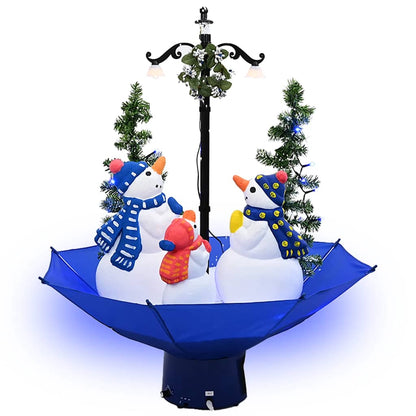 Kerstboom sneeuwend met paraplubasis 75 cm PVC blauw