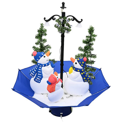 Kerstboom sneeuwend met paraplubasis 75 cm PVC blauw