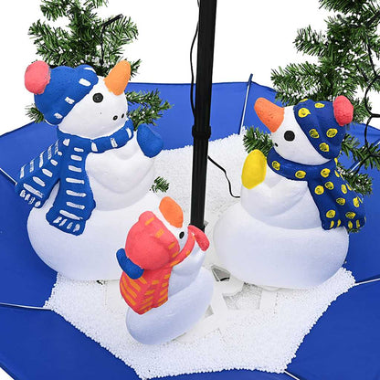 Kerstboom sneeuwend met paraplubasis 75 cm PVC blauw