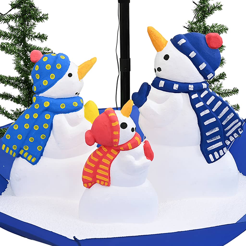 Kerstboom sneeuwend met paraplubasis 170 cm PVC blauw