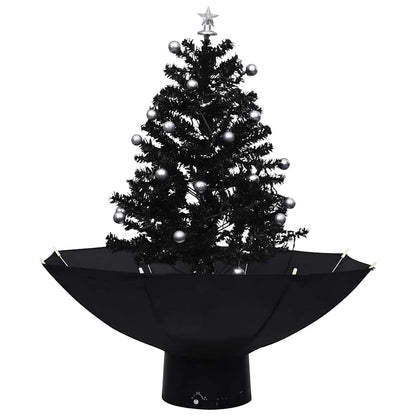 Kerstboom sneeuwend met paraplubasis 75 cm PVC zwart