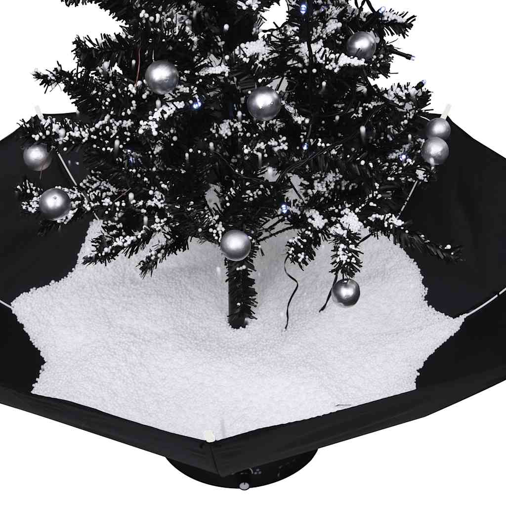 Kerstboom sneeuwend met paraplubasis 75 cm PVC zwart