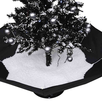 Kerstboom sneeuwend met paraplubasis 75 cm PVC zwart