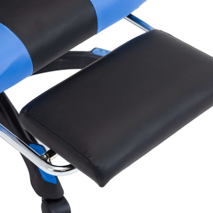 Racing seat with footrest, artificial leather, blue and black