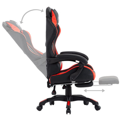 Racing seat with footrest artificial leather red and black
