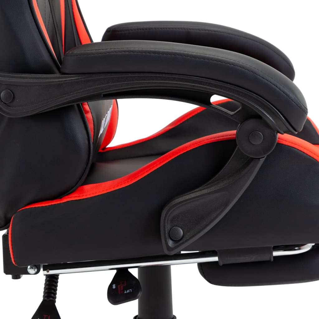 Racing seat with footrest artificial leather red and black