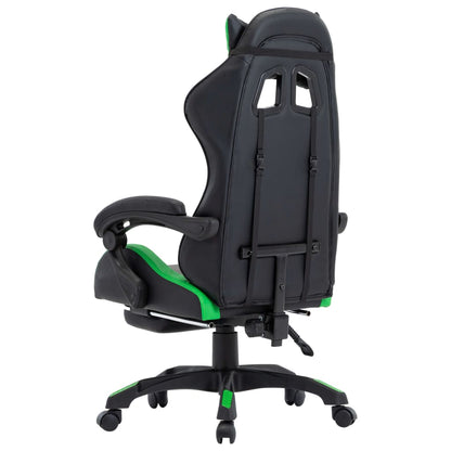 Racing seat with footrest, imitation leather, green and black