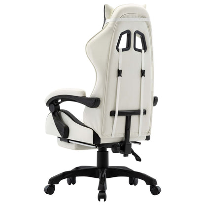 Racing seat with footrest, artificial leather, black and white