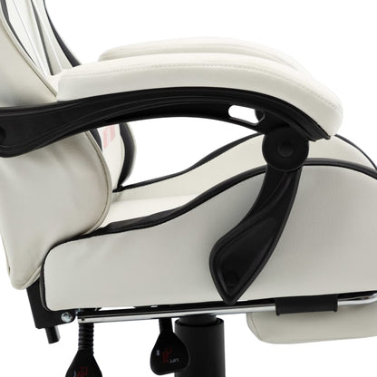 Racing seat with footrest, artificial leather, black and white