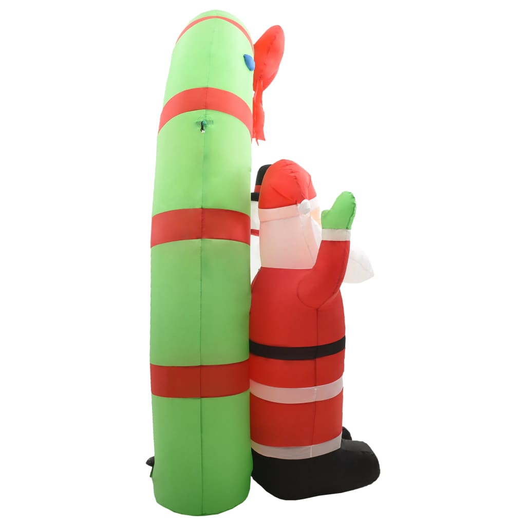 Kerstboog kerstman en sneeuwpop opblaasbaar LED 223 cm