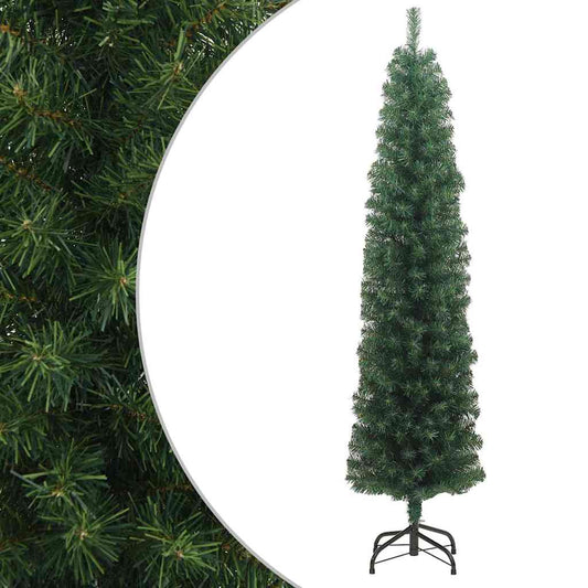 Kunstkerstboom met standaard smal 180 cm PVC groen