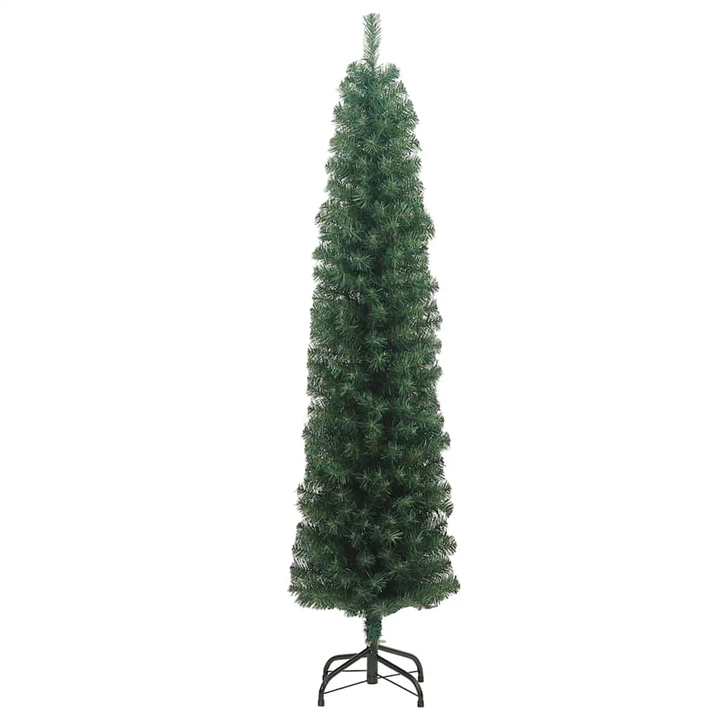 Kunstkerstboom met standaard smal 180 cm PVC groen