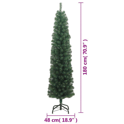 Kunstkerstboom met standaard smal 180 cm PVC groen
