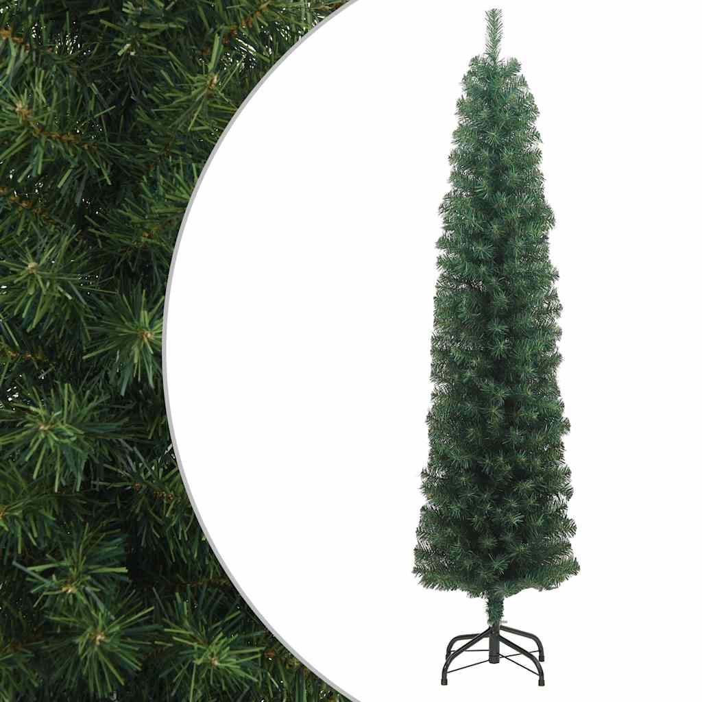 Kunstkerstboom met standaard smal 240 cm PVC groen
