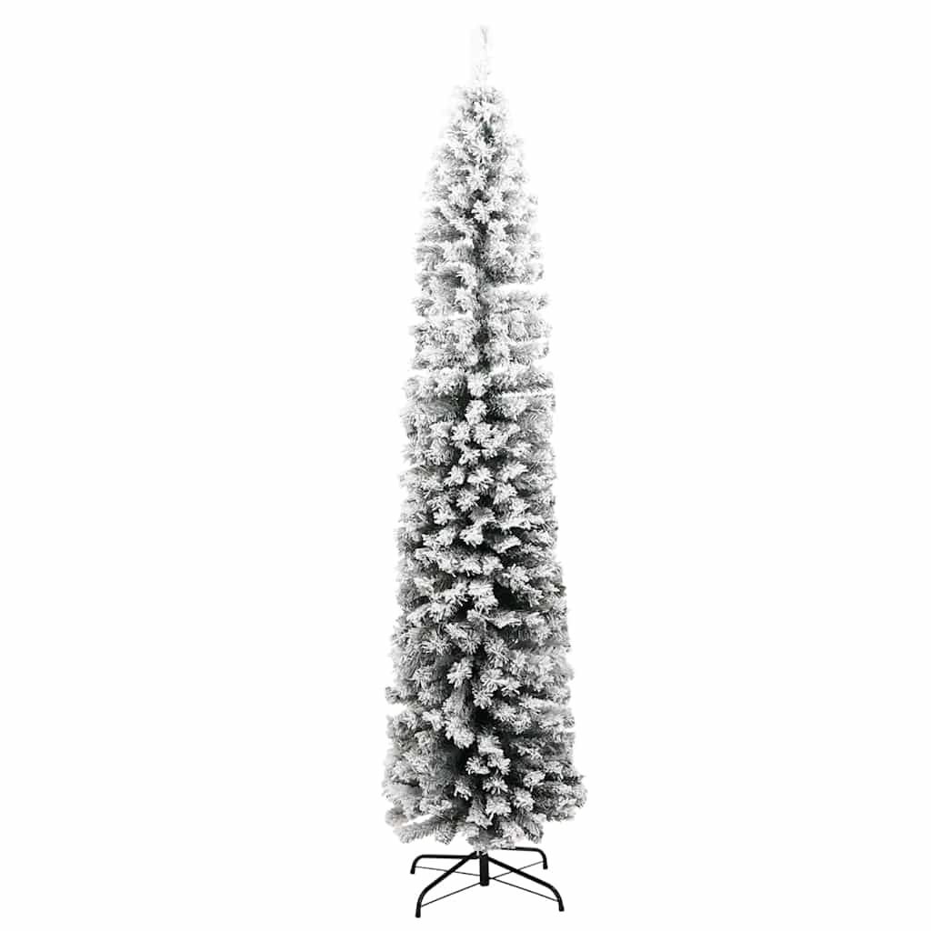 Kunstkerstboom met sneeuw smal 210 cm PVC groen