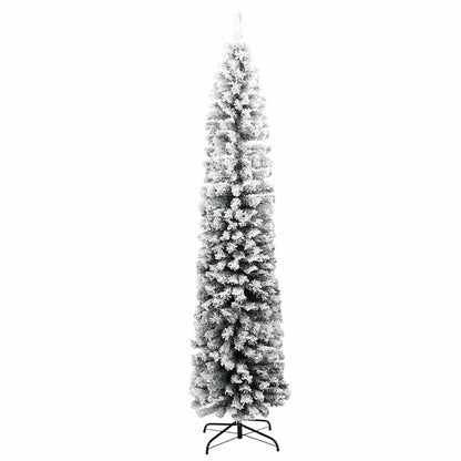 Kunstkerstboom met sneeuw smal 210 cm PVC groen