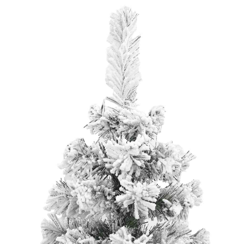 Kunstkerstboom met sneeuw smal 210 cm PVC groen