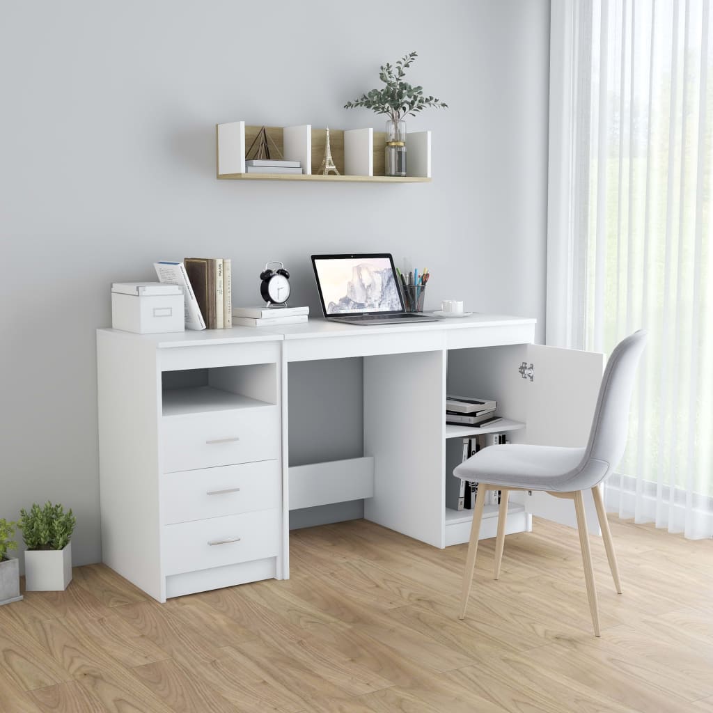 Desk 140x50x76 cm processed wood white