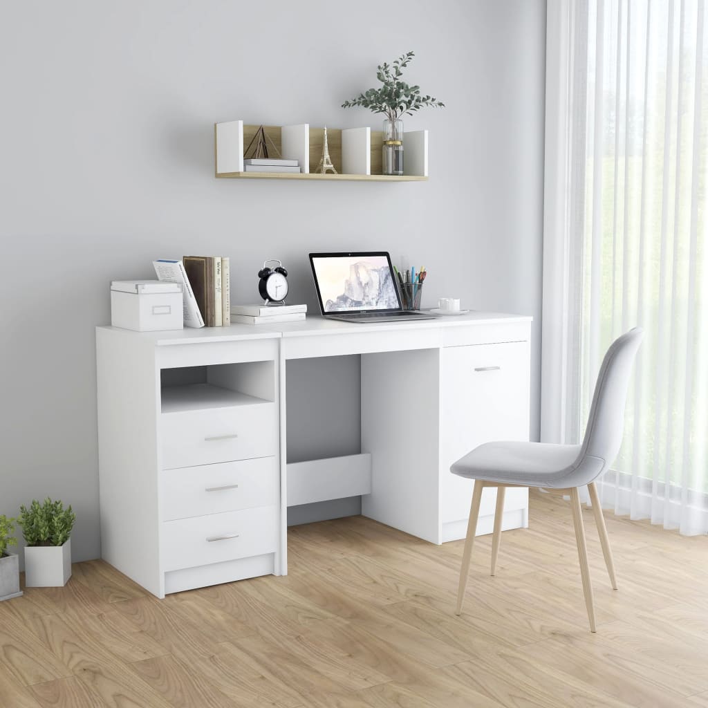 Desk 140x50x76 cm processed wood white