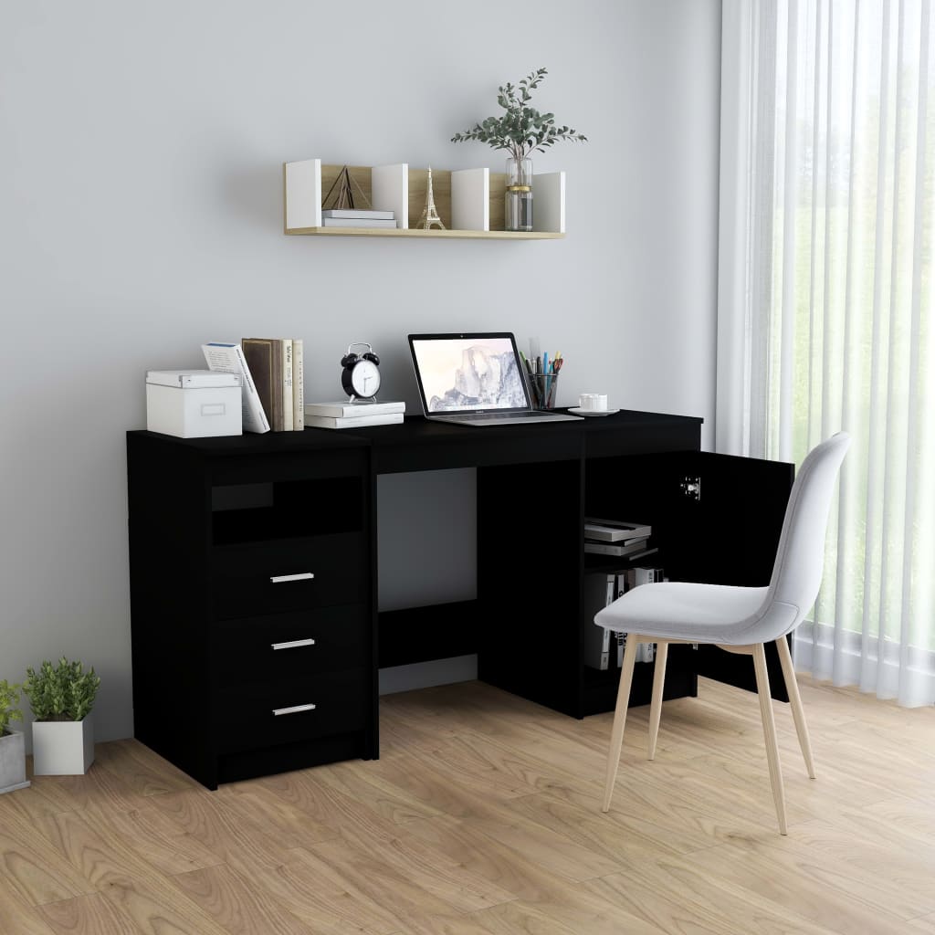 Desk 140x50x76 cm chipboard black